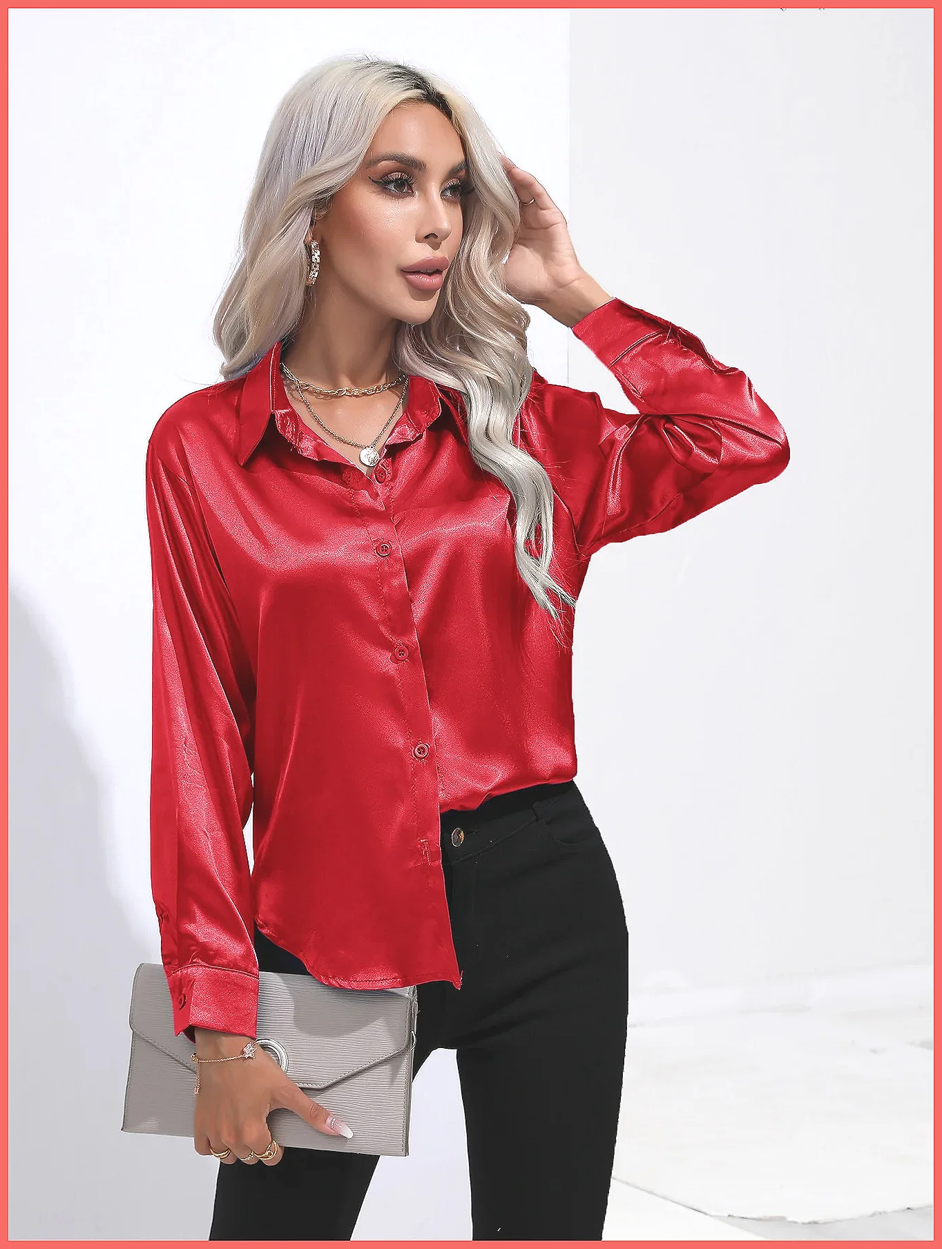 Blouses - 2025 Spring Summer Satin Shirt for