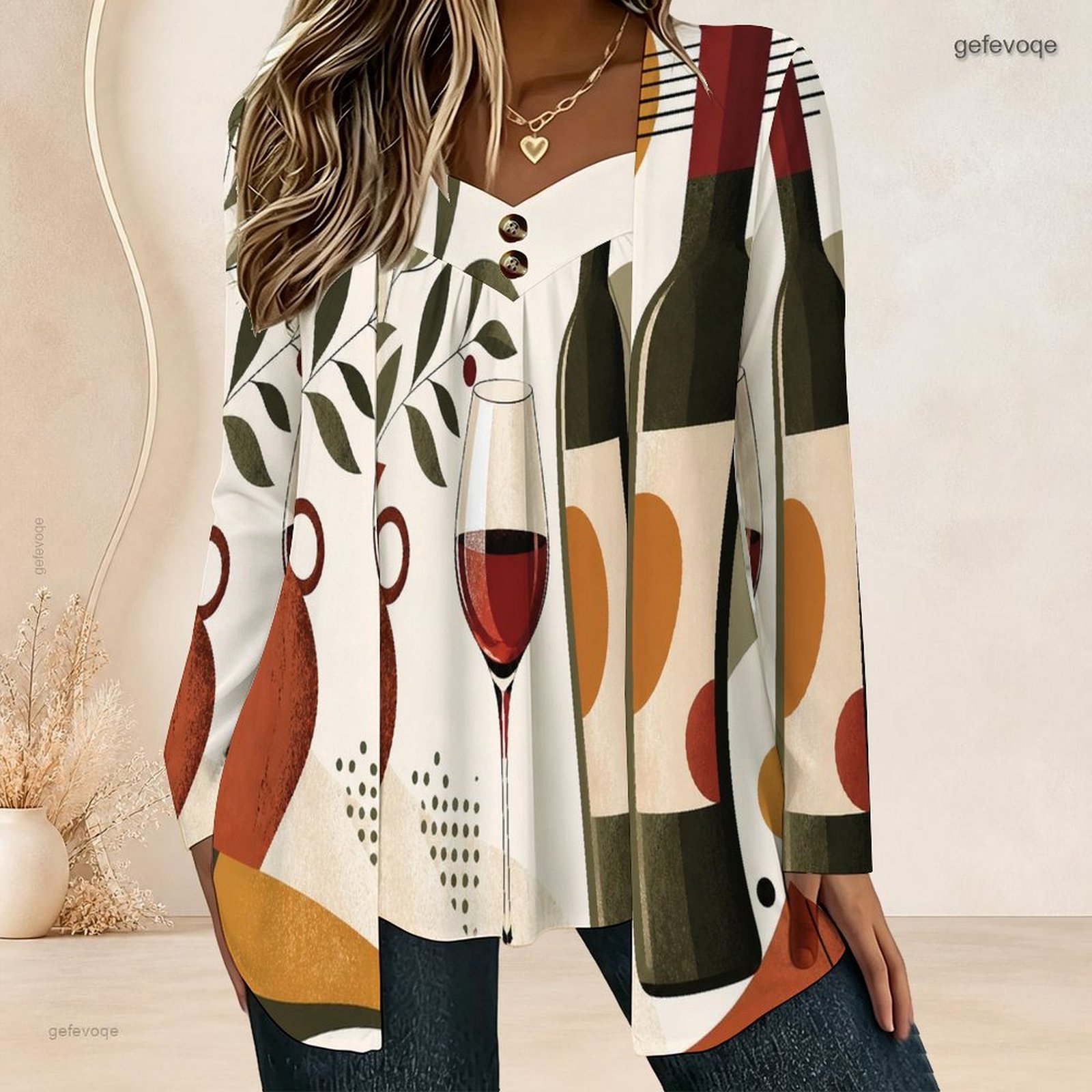 Blouses - Women Fake Two Piece Long Sleeve