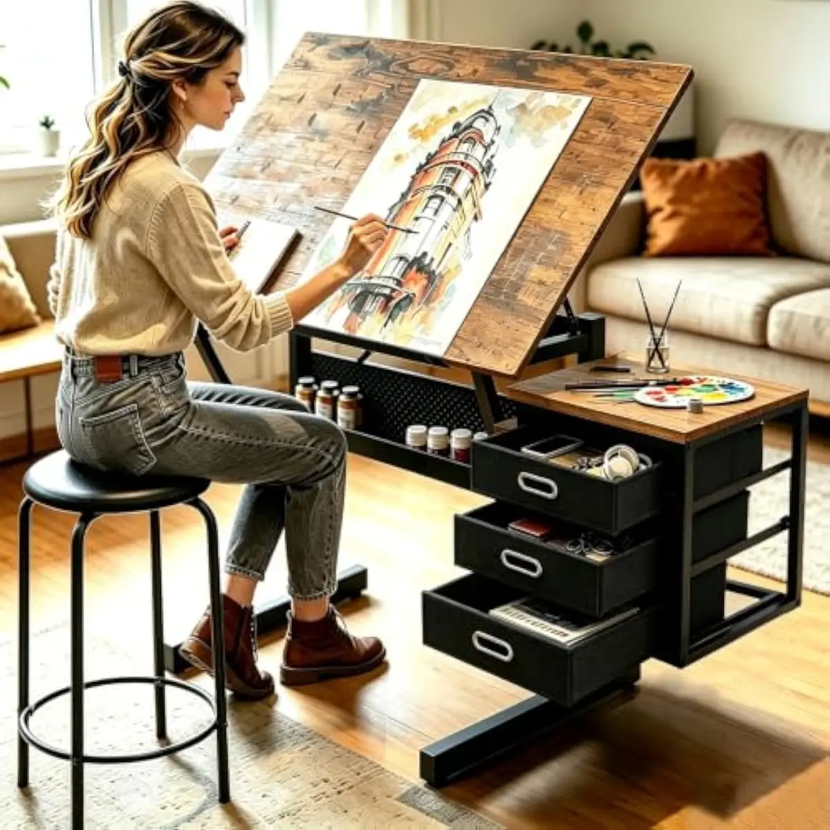 Drafting Desk with Adjustable  - đánh giá và giá Tops