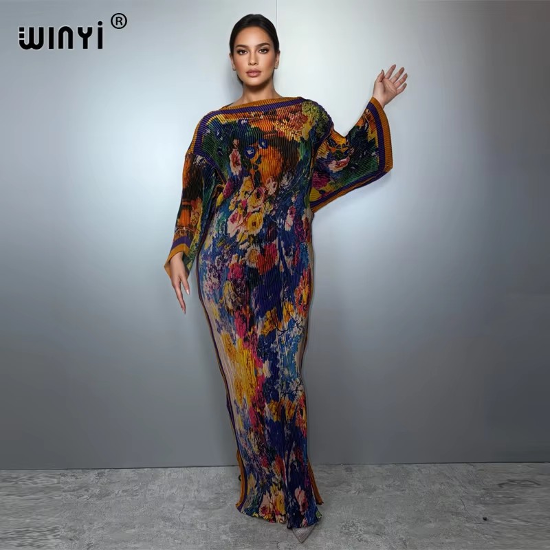 WINYI Summer Pleated Elastic L - đánh giá và giá Boho Summer Beach Maxi Dress
