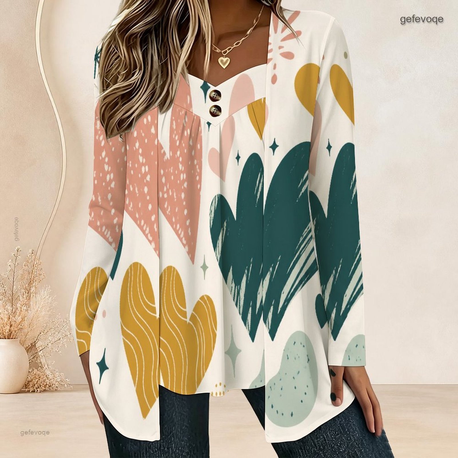 Women Fake Two Piece Long Slee - đánh giá và giá Blouses
