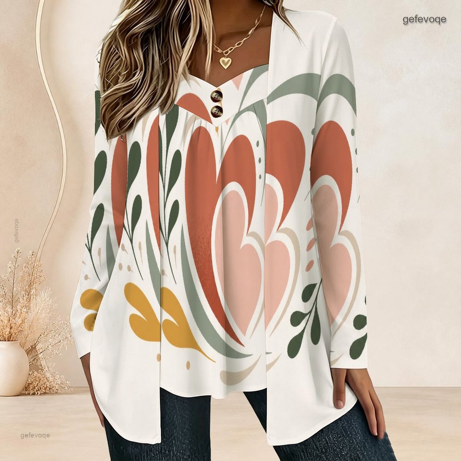 Women Fake Two Piece Long Slee - đánh giá và giá Blouses