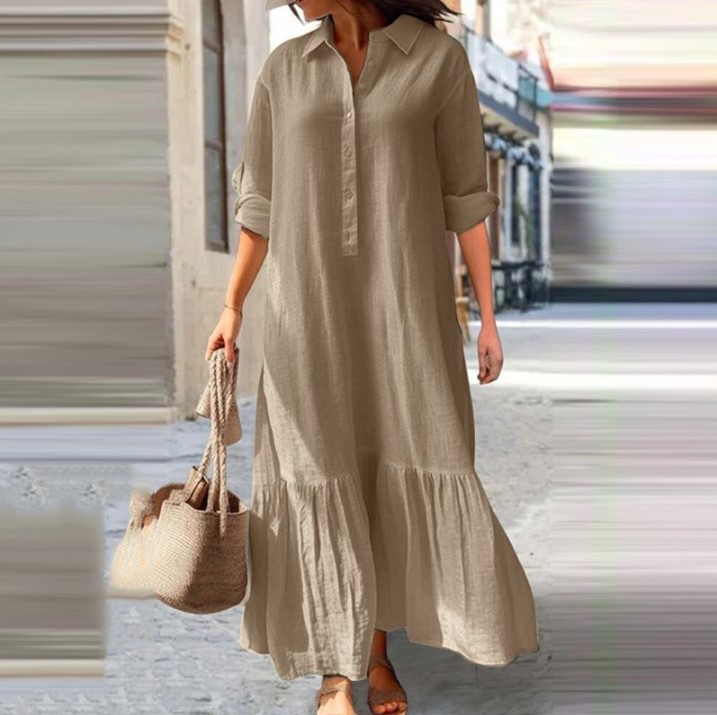 2025 Women's Linen Shirt Dress - đánh giá và giá Casual Loose Linen Shirt Dress
