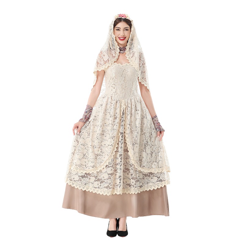 Women Vintage Lace Maxi Dress  - đánh giá và giá Dresses