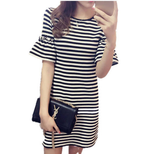 Summer Striped Dress Women's M - đánh giá và giá Korean Style A Line Shirt Dress