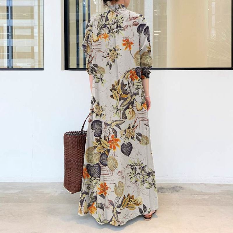 Autumn new plus size casual co - đánh giá và giá Casual Loose Linen Shirt Dress
