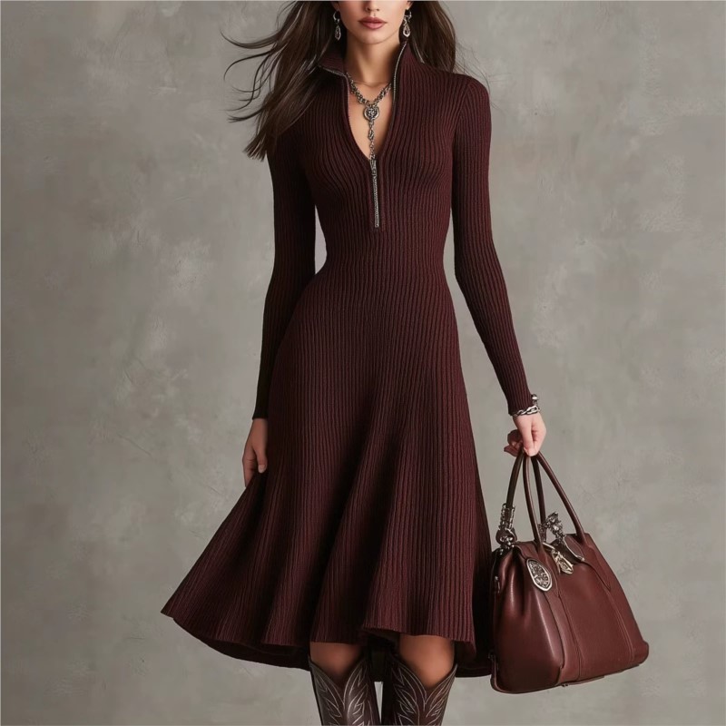 Women Ribbed Knit Midi Dress A - đánh giá và giá Bodycon Long Sleeve Ribbed Dress