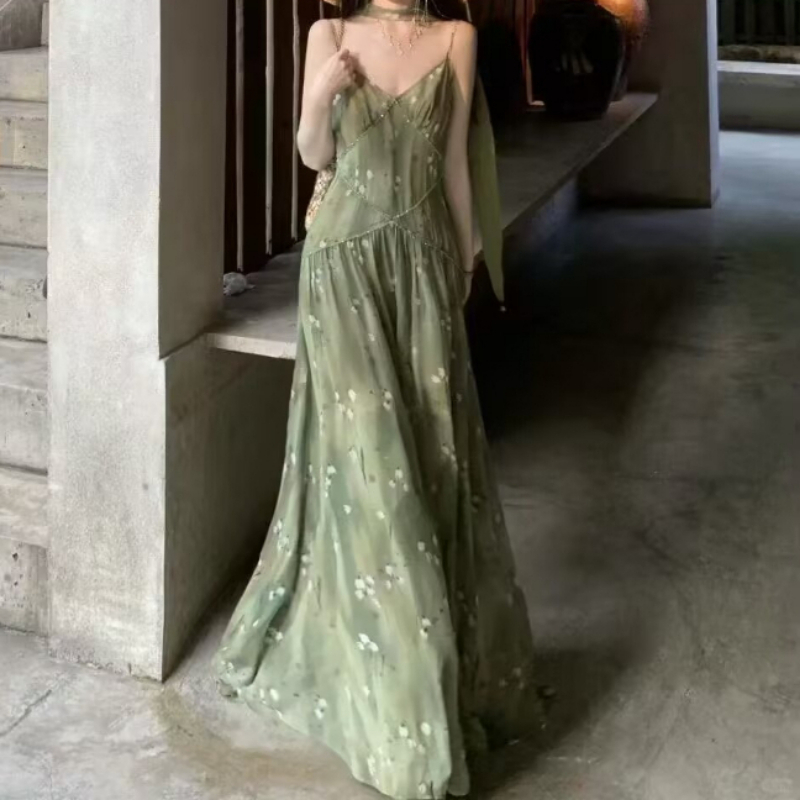 2025 New Vintage Elegant Frenc - đánh giá và giá French Vintage Floral Midi Dress