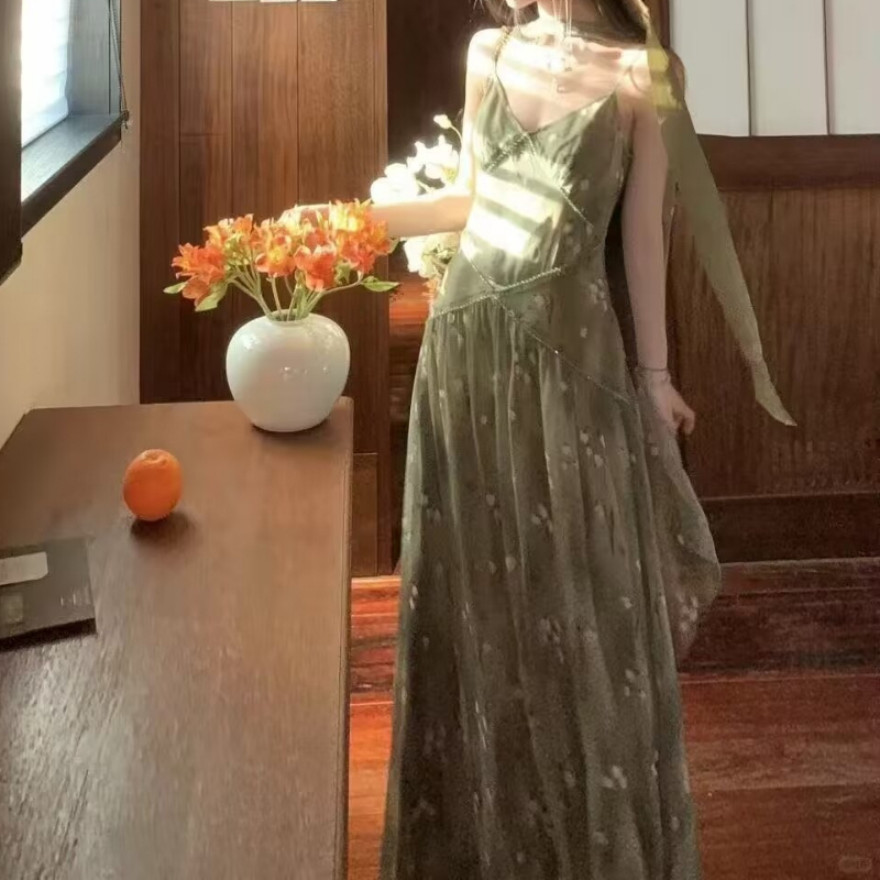 2025 New Vintage Elegant Frenc - đánh giá và giá French Vintage Floral Midi Dress