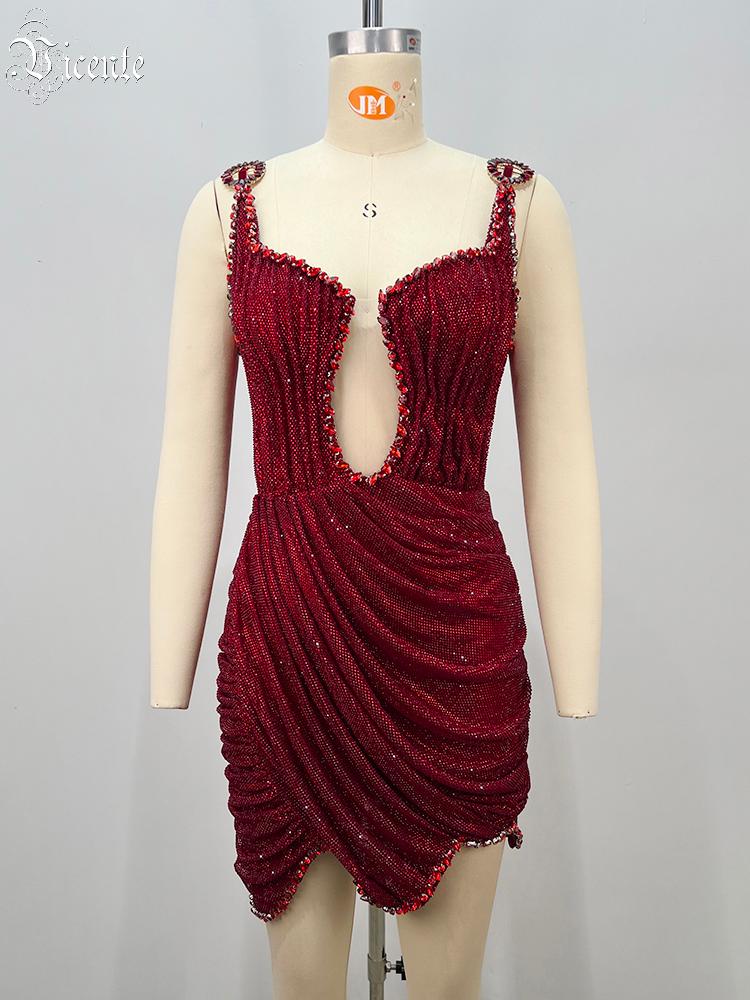 VC 2026 Sexy Red Rhinestone Mi - đánh giá và giá Sparkly Rhinestone Club Party Dress