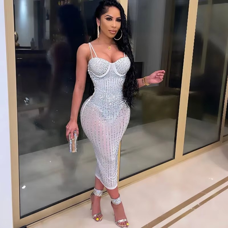 Sexy See Through Rhinestone Dr - đánh giá và giá Sparkly Rhinestone Club Party Dress
