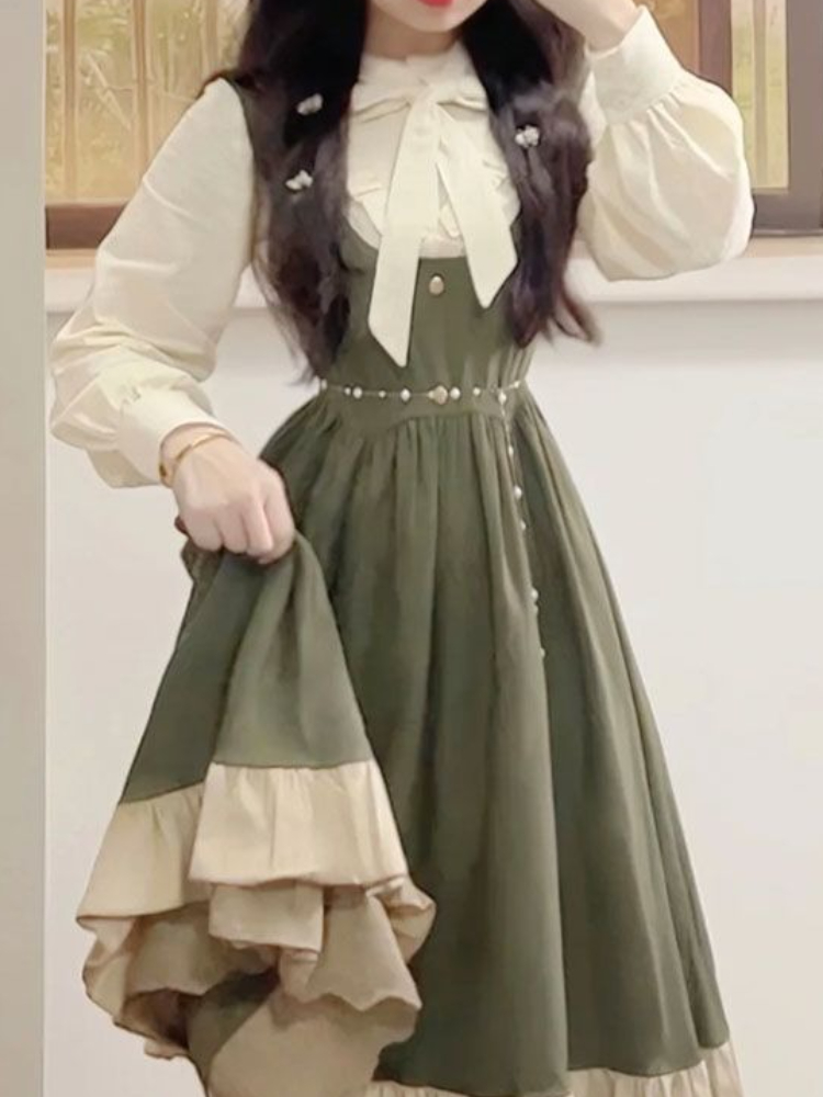 2025 New Japanese Korean Kawai - đánh giá và giá Korean Style A Line Shirt Dress