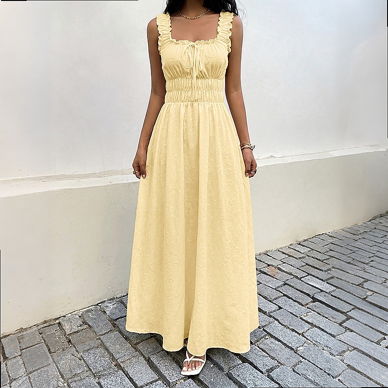 Summer Sleeveless Square Neck  - đánh giá và giá Boho Summer Beach Maxi Dress