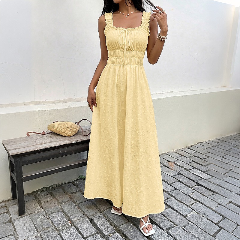 Summer Sleeveless Square Neck  - đánh giá và giá Boho Summer Beach Maxi Dress