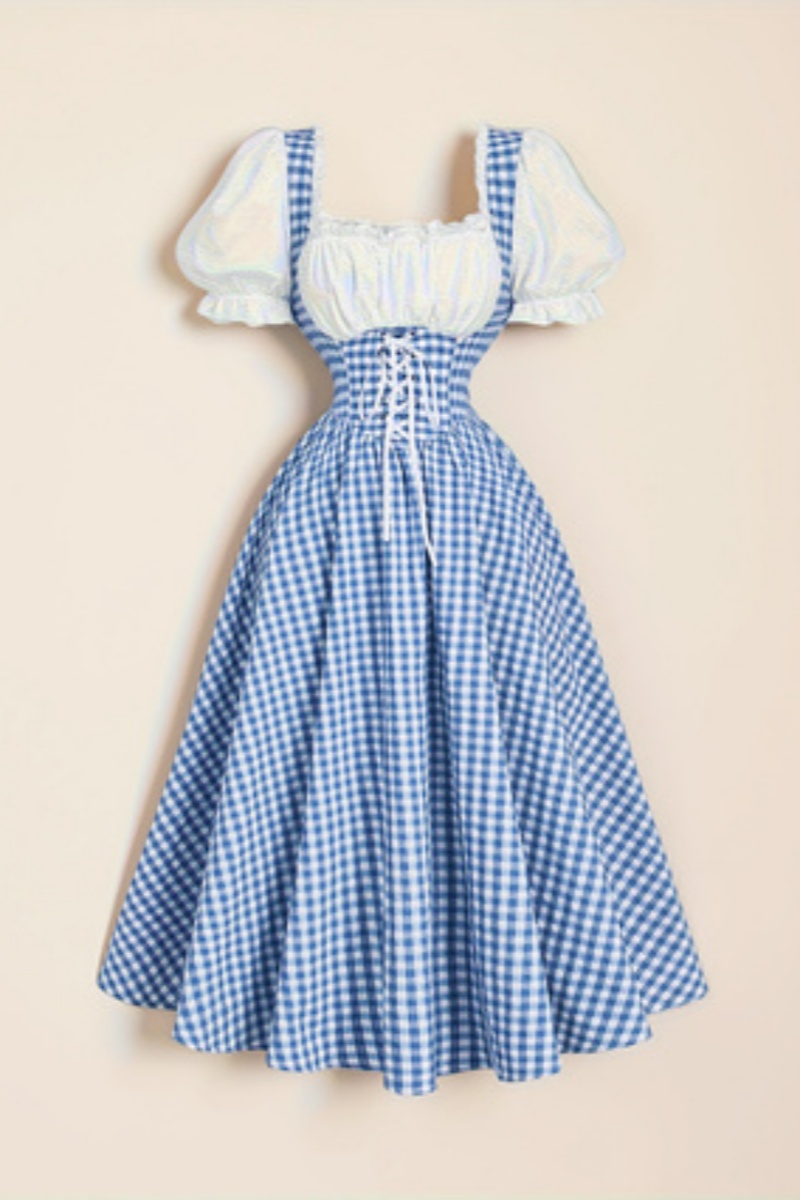 Ladies' Fashion Blue and White - đánh giá và giá French Vintage Floral Midi Dress
