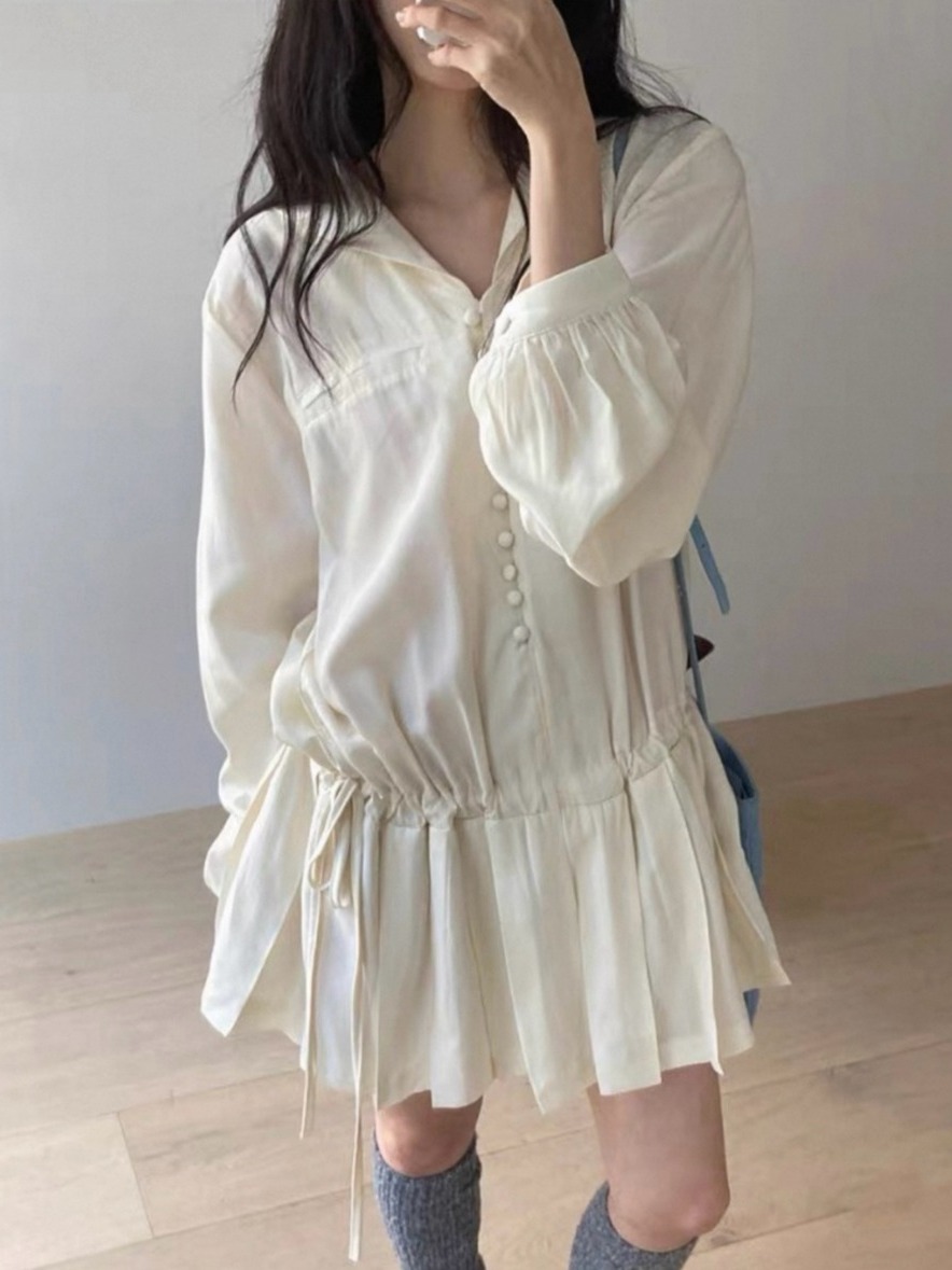Slimming Long Sleeve Shirt Dre - đánh giá và giá Korean Style A Line Shirt Dress