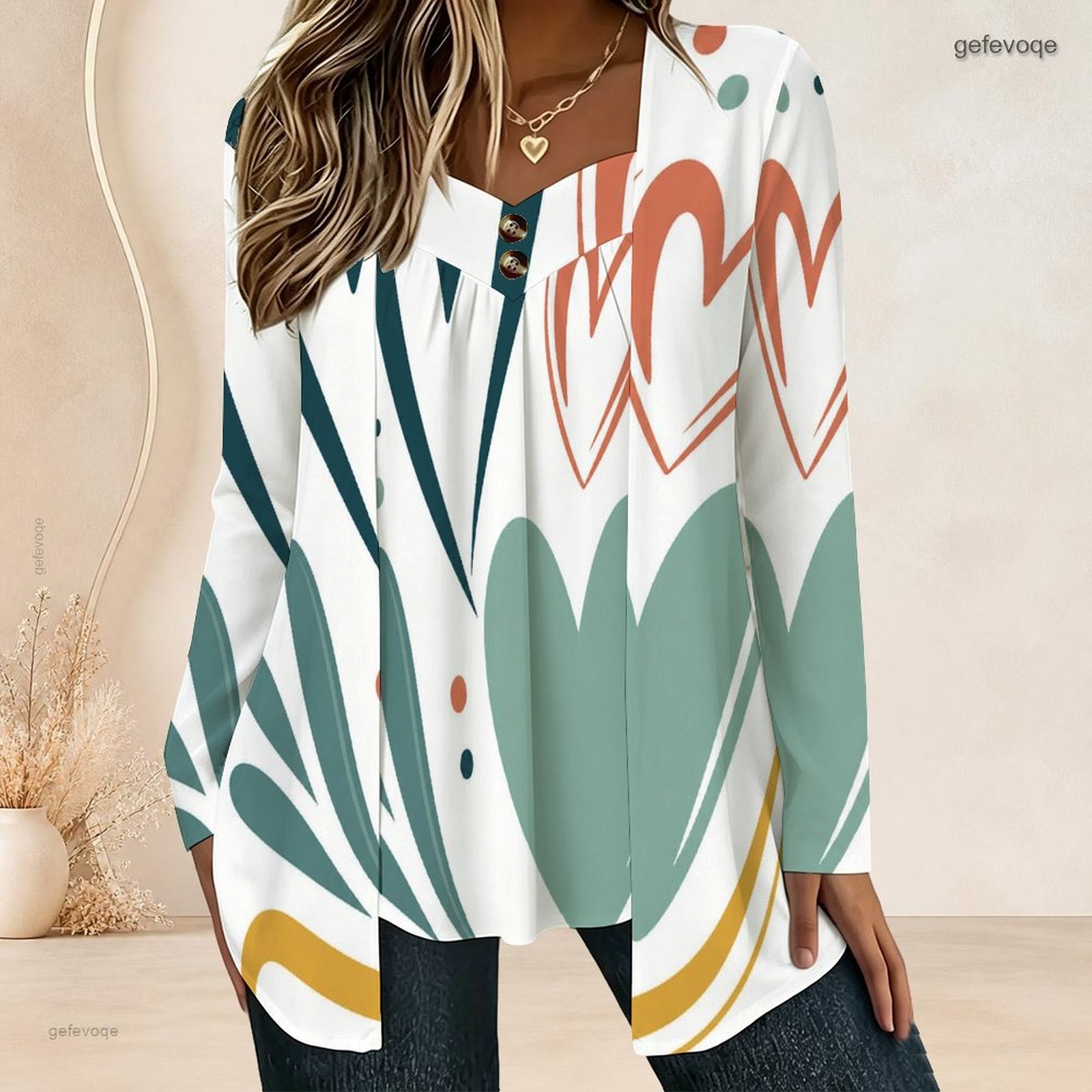 Women Fake Two Piece Long Slee - đánh giá và giá Blouses